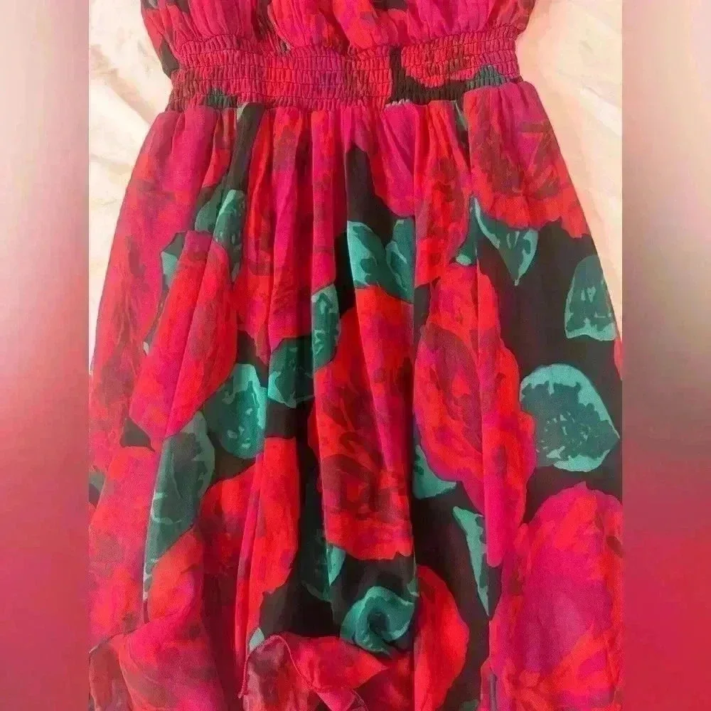 Arden B. One Shoulder Women’s Dress Floral Multi Pink Red Green - Picture 3 of 5